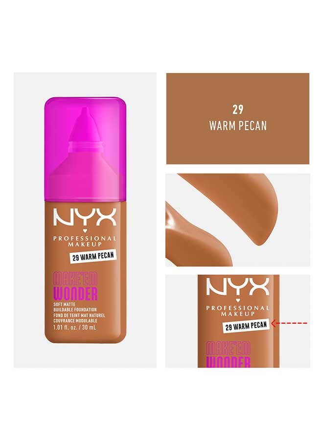 NYX PROFESSIONAL MAKEUP Make 'EM Wonder, 24H Soft Matte Foundation, Undetectable  Finish, Warm Pecan - Image 5